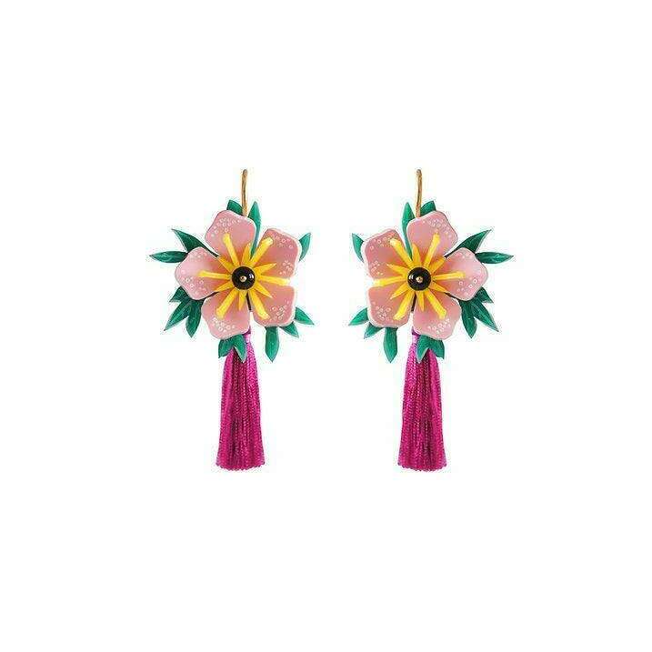 Pink Tropical Flower Earrings by Laliblue