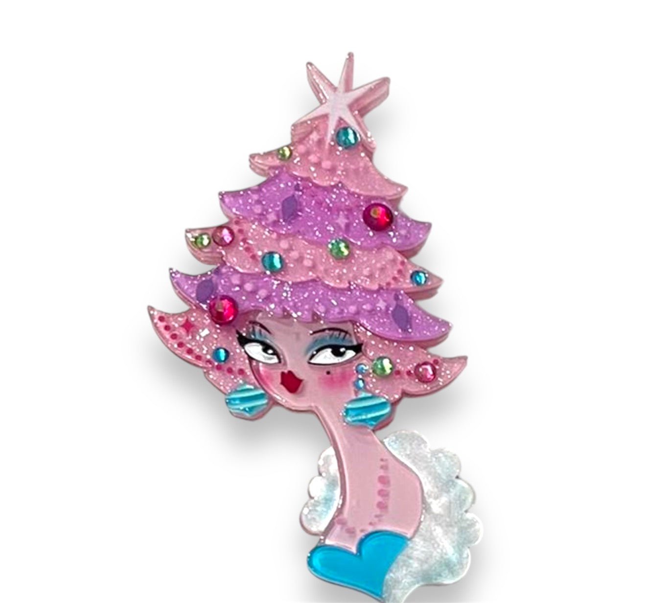 Pinkmas Glam Brooch by Miss Fluff x Lipstick & Chrome by Quirks! at Shirley Shoppe