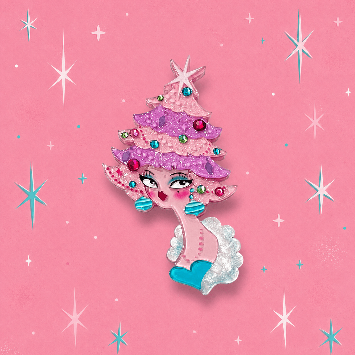 Pinkmas Glam Brooch by Miss Fluff x Lipstick & Chrome