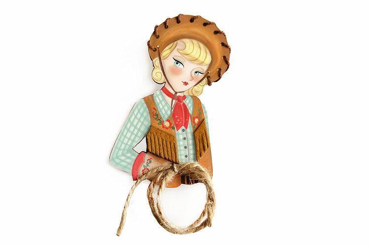 Pinup Cowgirl Western Brooch by Laliblue by Quirks! at Shirley Shoppe