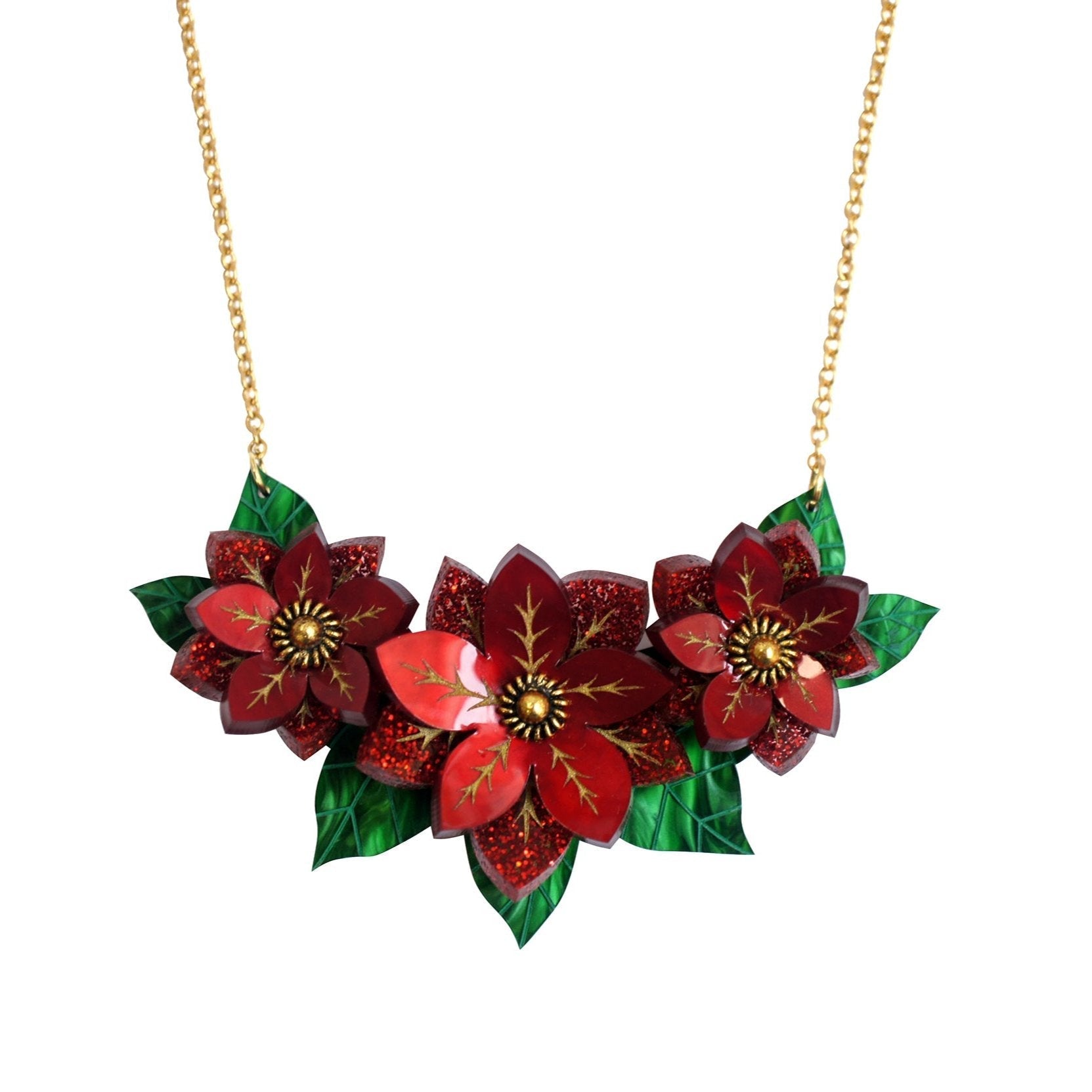 Poinsettia Necklace by Laliblue – Retro Statement Necklace Vintage Inspired by Quirks! at Shirley Shoppe