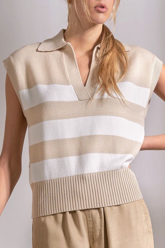 Porter Sweater Beige Stripe by Shop Elan at Shirley Shoppe