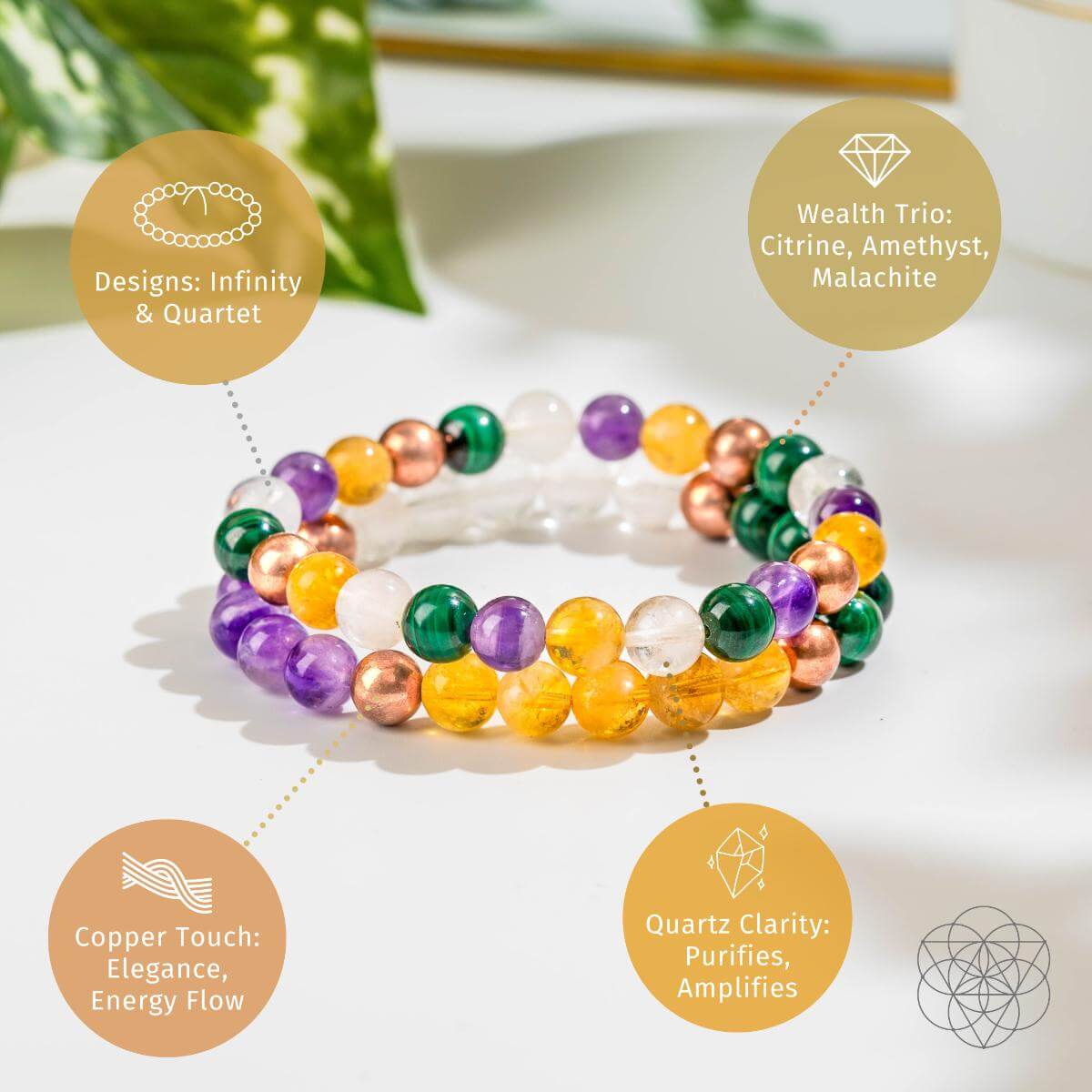 Powerhouse of Wealth Manifestation - Crystal Quartet Bracelet Set by Conscious Items at Shirley Shoppe