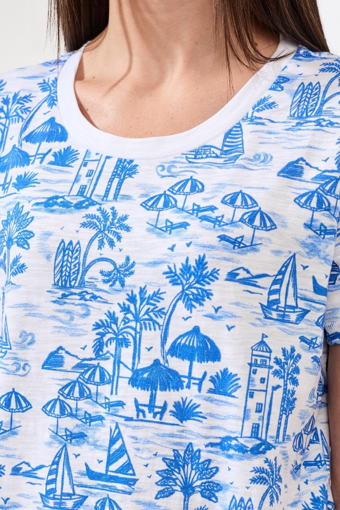 Printed Slub Knit Crew Neck Top by Tribal at Shirley Shoppe