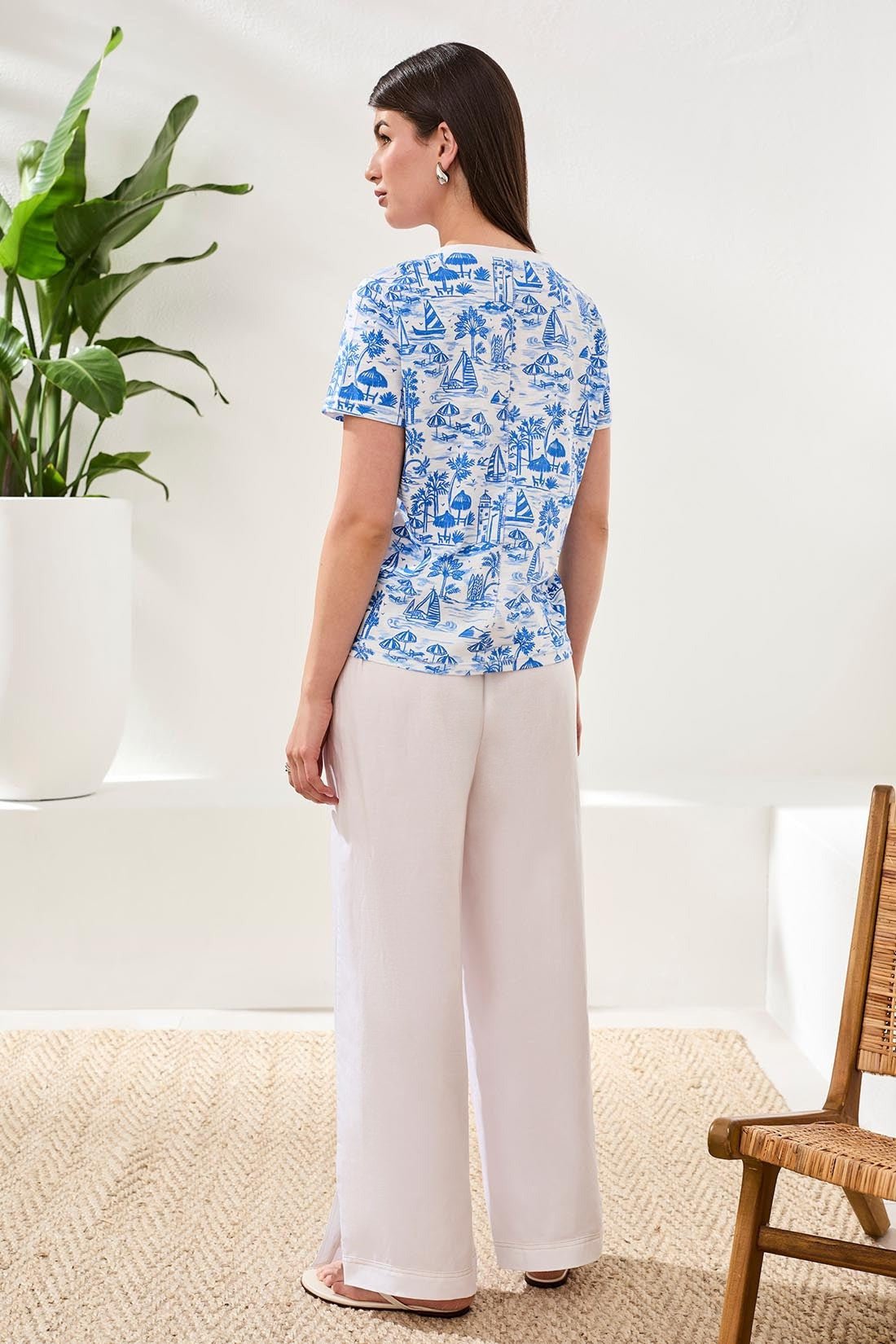 Printed Slub Knit Crew Neck Top by Tribal at Shirley Shoppe