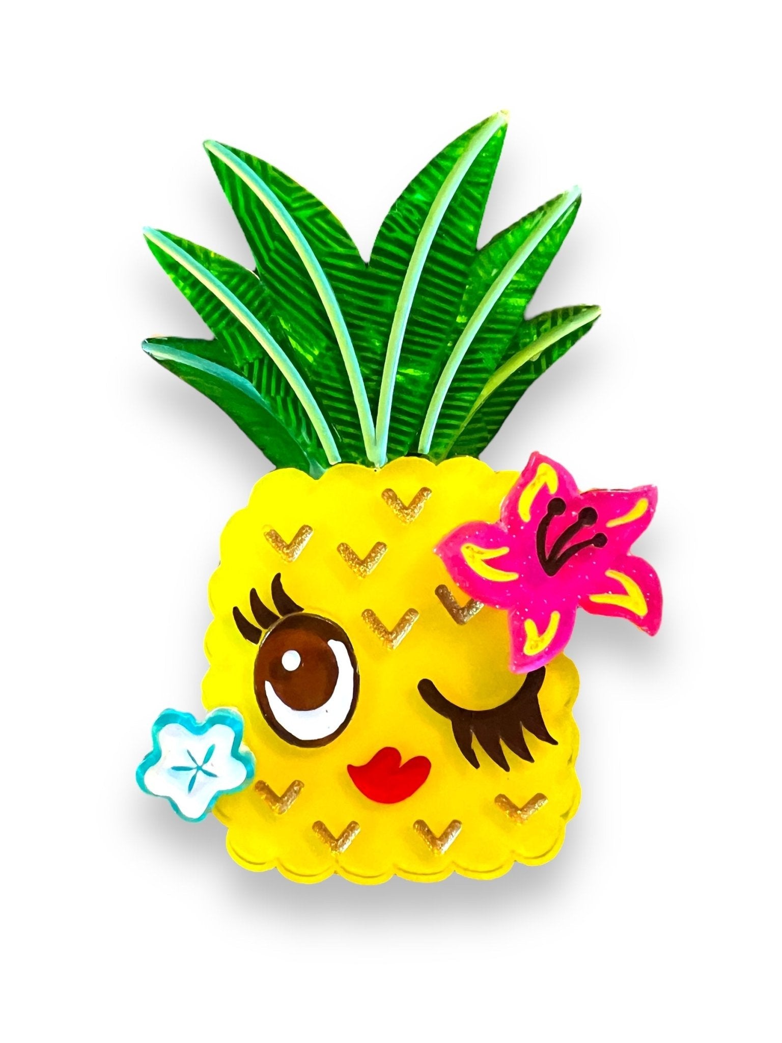 Pucker Up Pineapple Brooch by Miss Fluff x Lipstick & Chrome by Quirks! at Shirley Shoppe