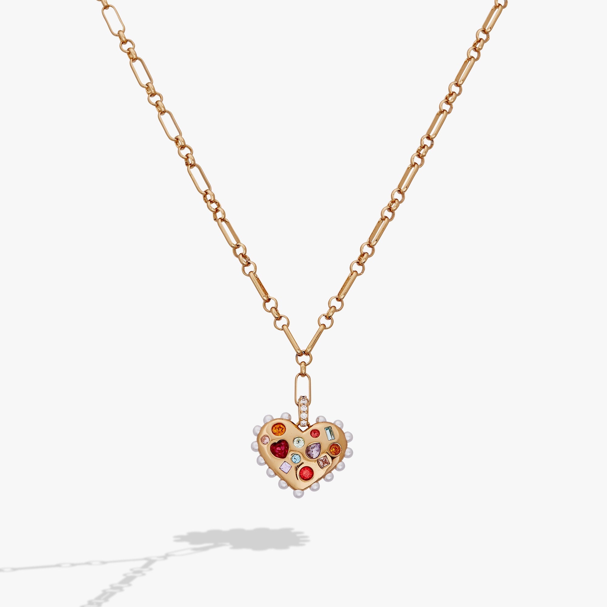 Puffy Heart Gemstone And Pearl Pendant Necklace by ALEX AND ANI at Shirley Shoppe