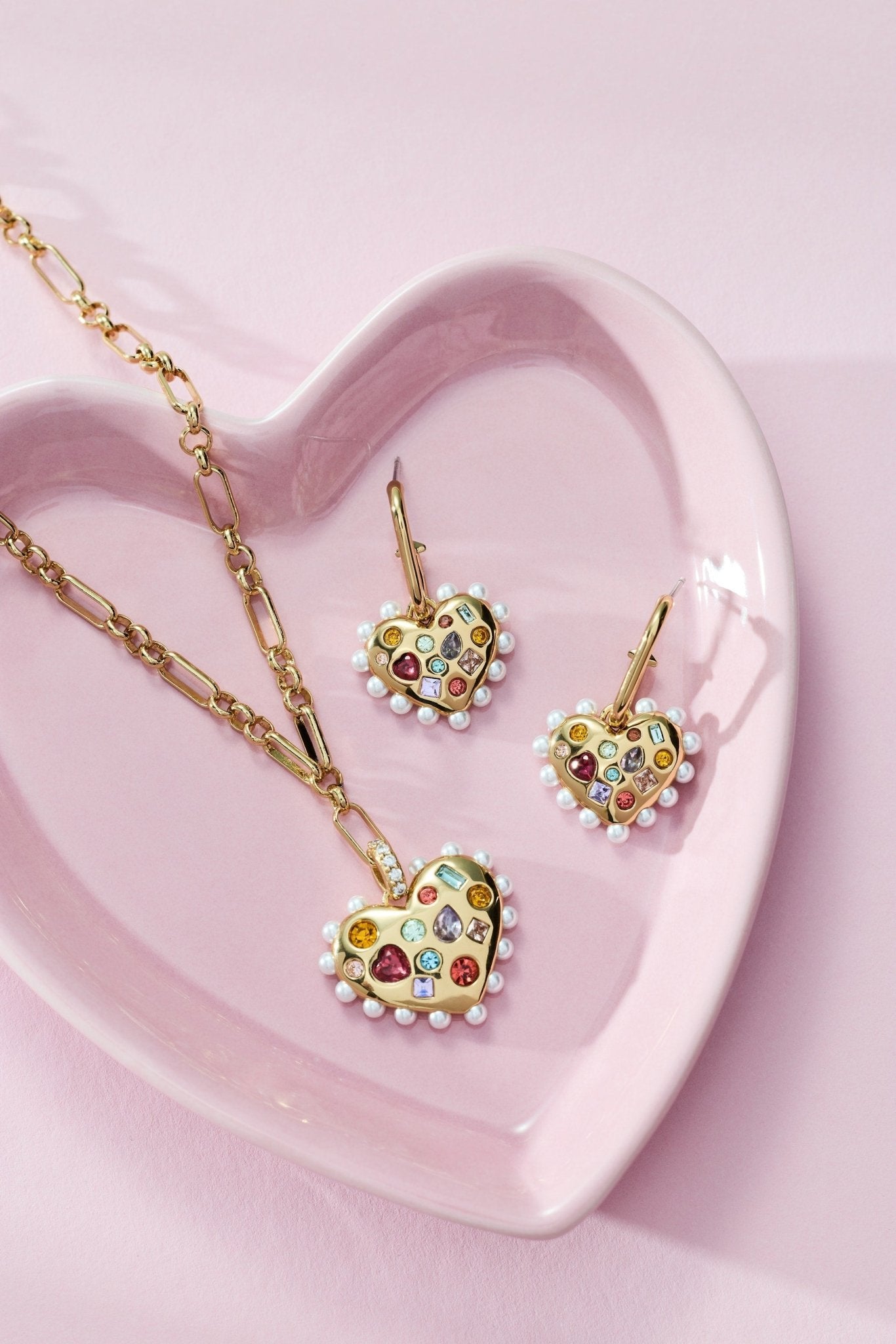 Puffy Heart Gemstone And Pearl Pendant Necklace by ALEX AND ANI at Shirley Shoppe