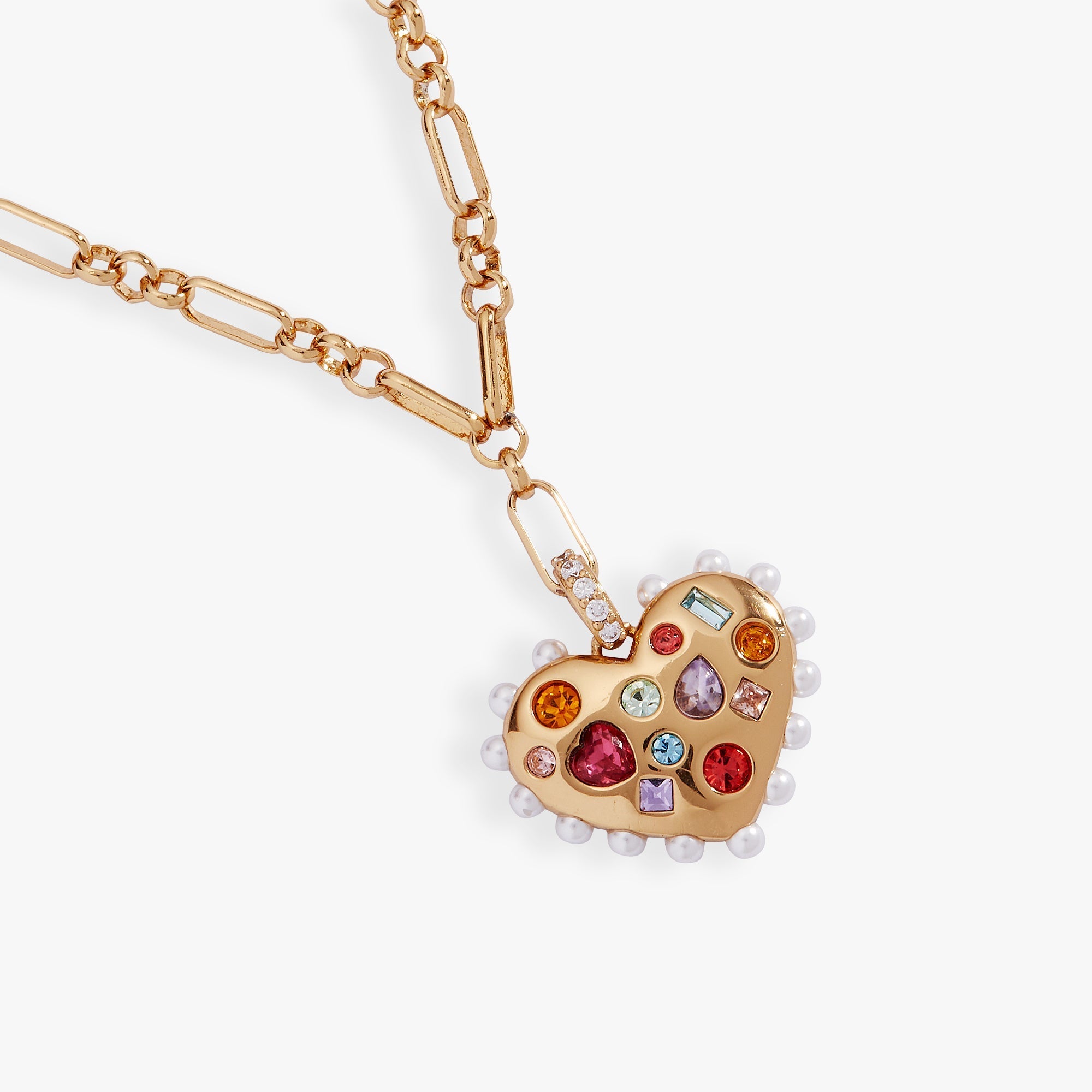 Puffy Heart Gemstone And Pearl Pendant Necklace by ALEX AND ANI at Shirley Shoppe