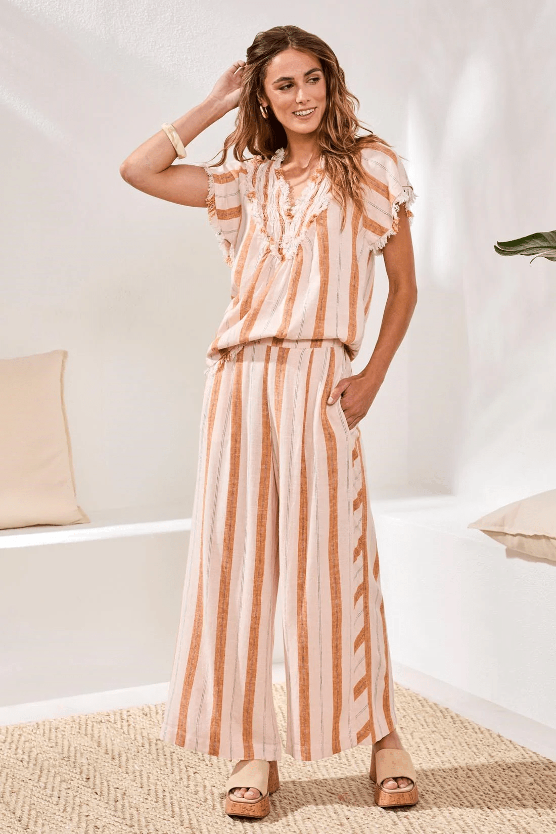 Pull - On Flowy Wide - Leg Pants With Pockets by Tribal at Shirley Shoppe