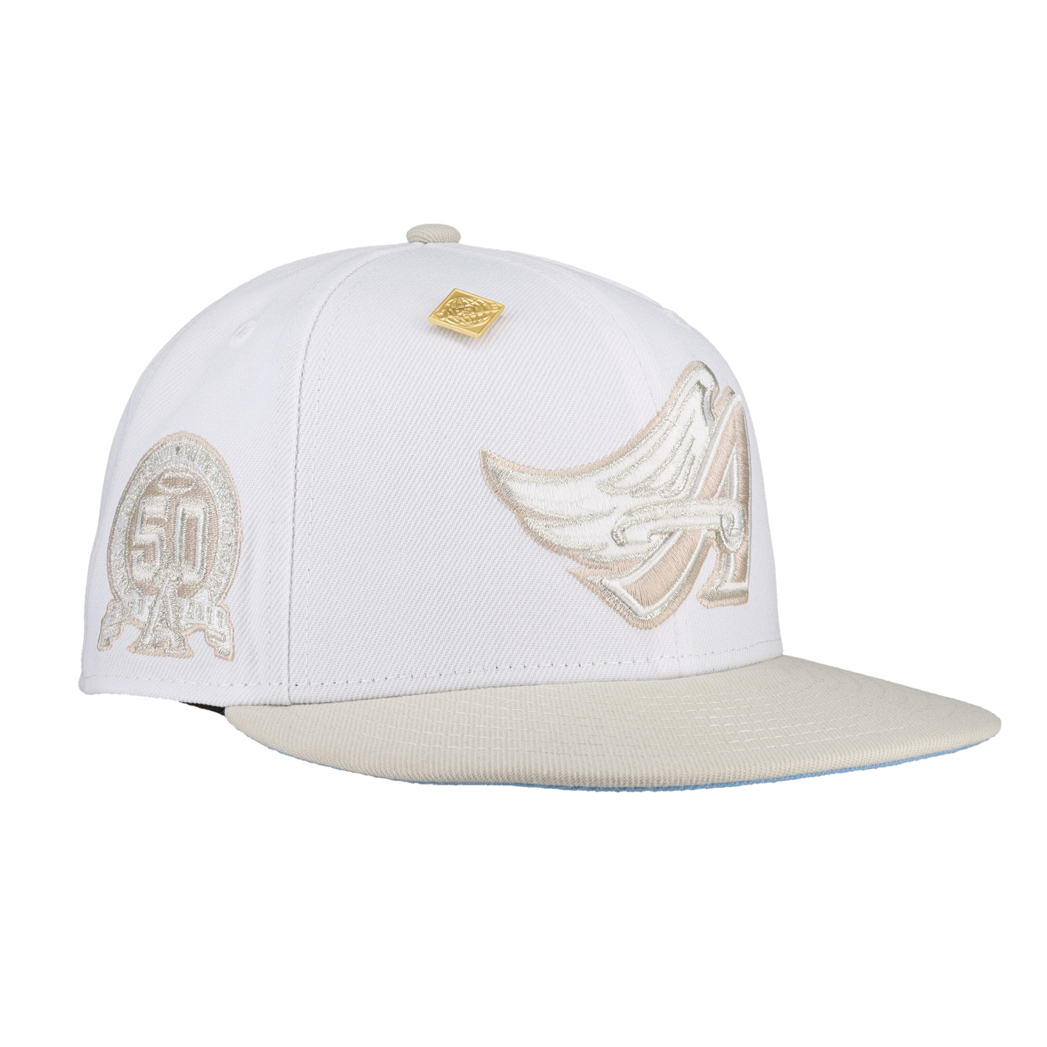 Anaheim Angels Pure White 50th Anniversary Patch 59Ffity Fitted Hat