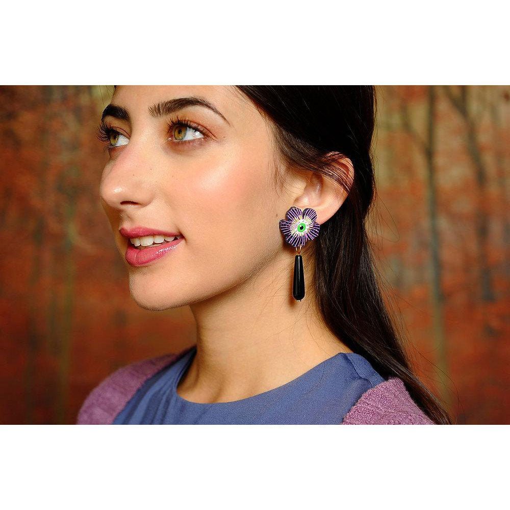 Purple Flower Earrings With Eyes by Laliblue by Quirks! at Shirley Shoppe