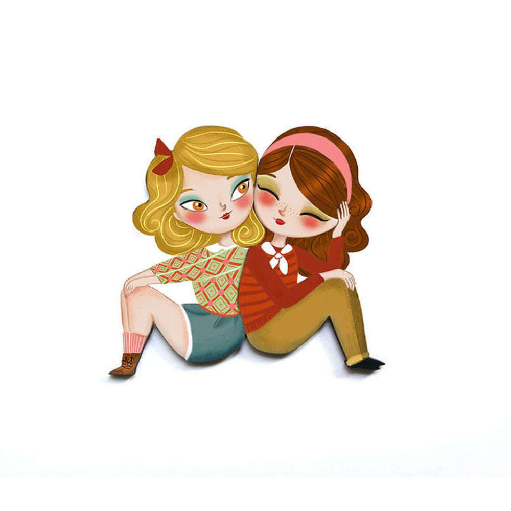 Puzzle with blonde girl brooch by Laliblue