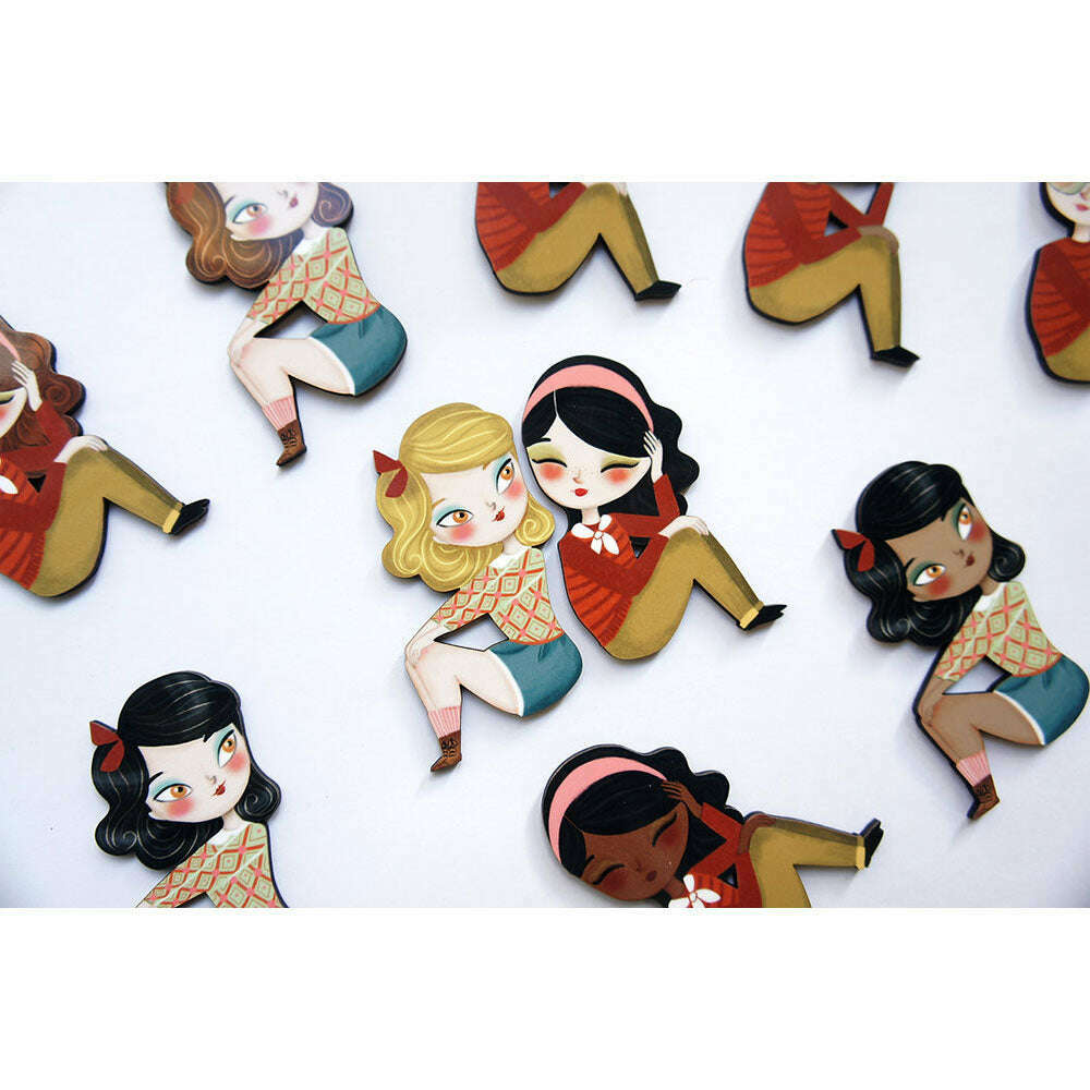 Puzzle with blonde girl brooch by Laliblue
