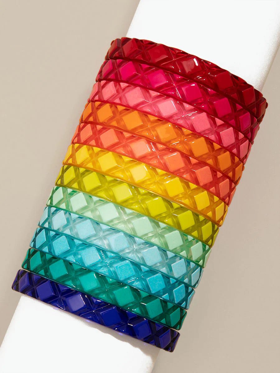 Quilted Resin Bangle Bracelet - WHITE by Quirks! at Shirley Shoppe