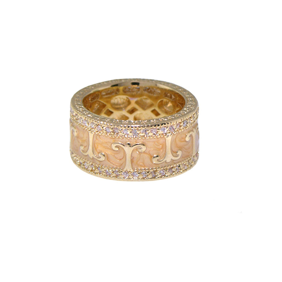 Renaissance Style Ring — Pavé Edge Scroll
