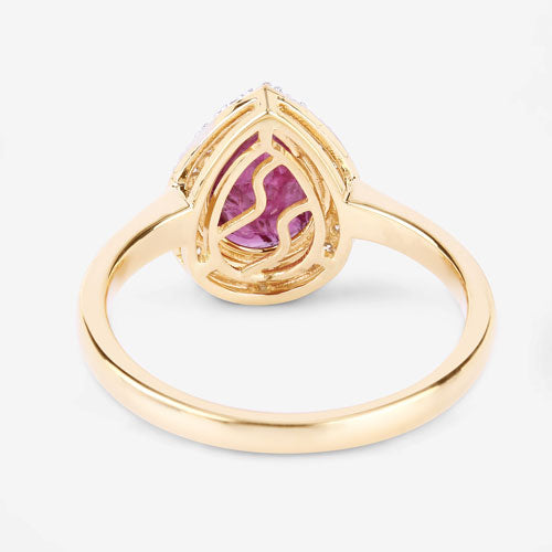 1.38 Carat Genuine Ruby and White Diamond 14K Yellow Gold Ring