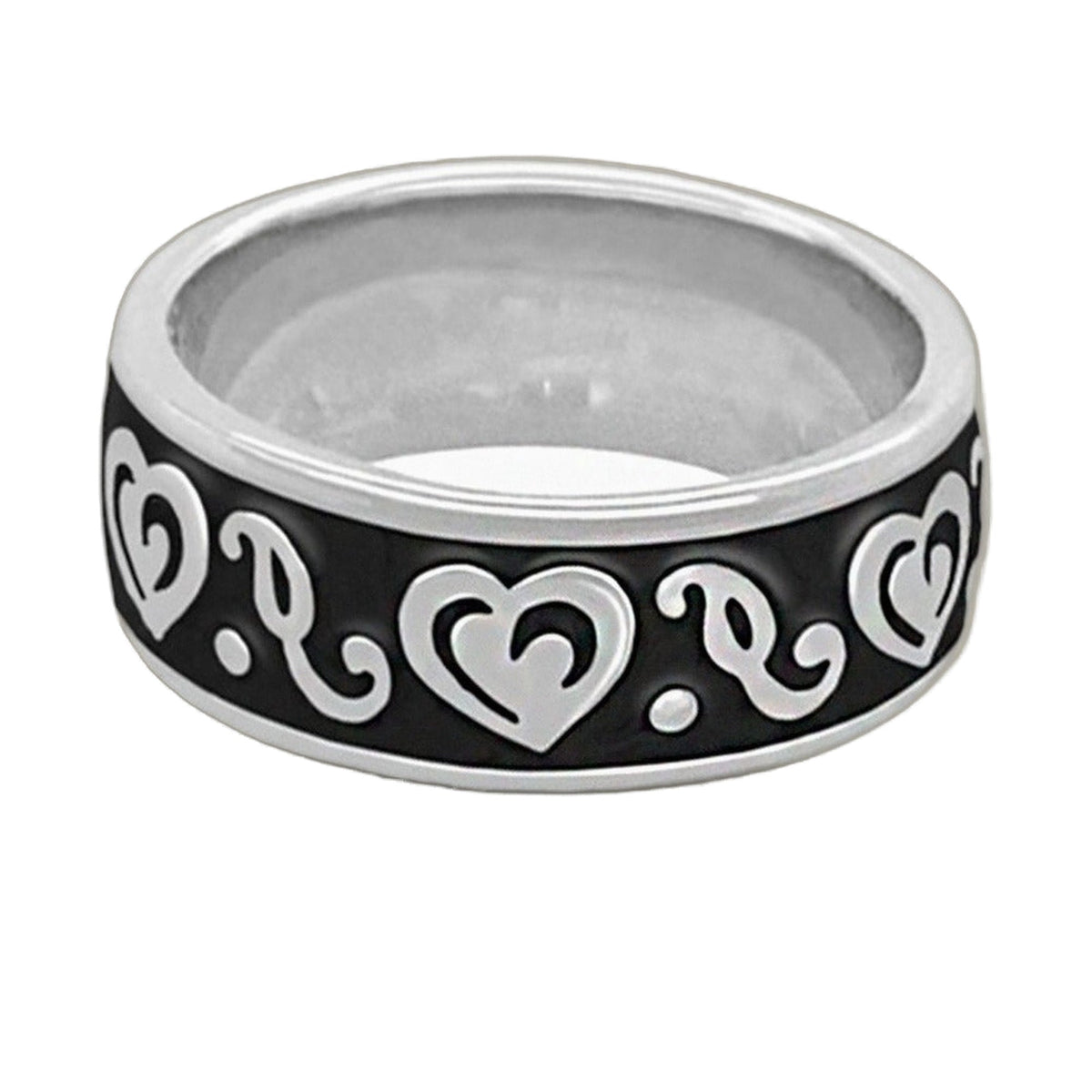Hidden Hearts Ring — Enamel Scroll Band