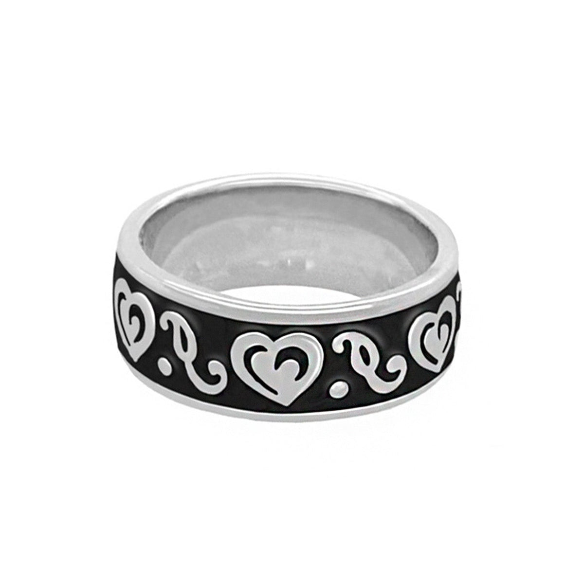 Hidden Hearts Ring — Enamel Scroll Band