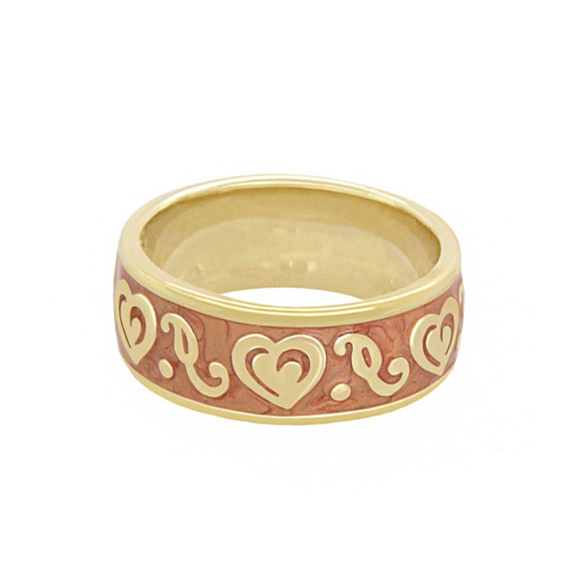 Hidden Hearts Ring — Enamel Scroll Band
