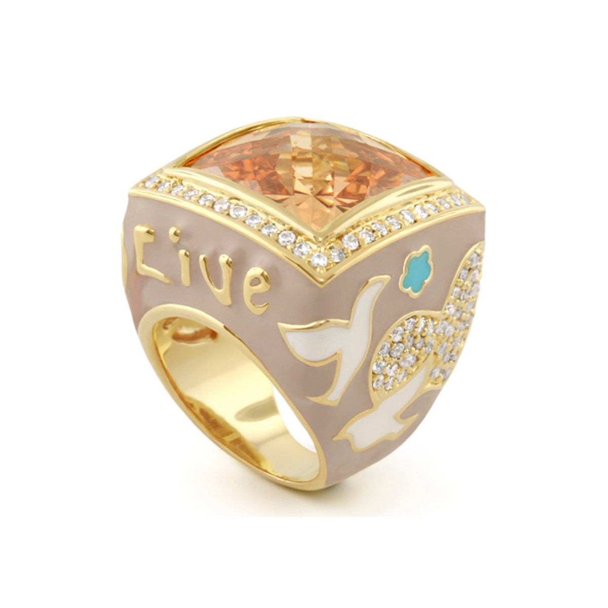 Peace and Dove Cocktail Ring