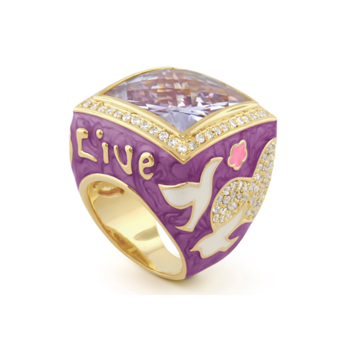 Peace and Dove Cocktail Ring