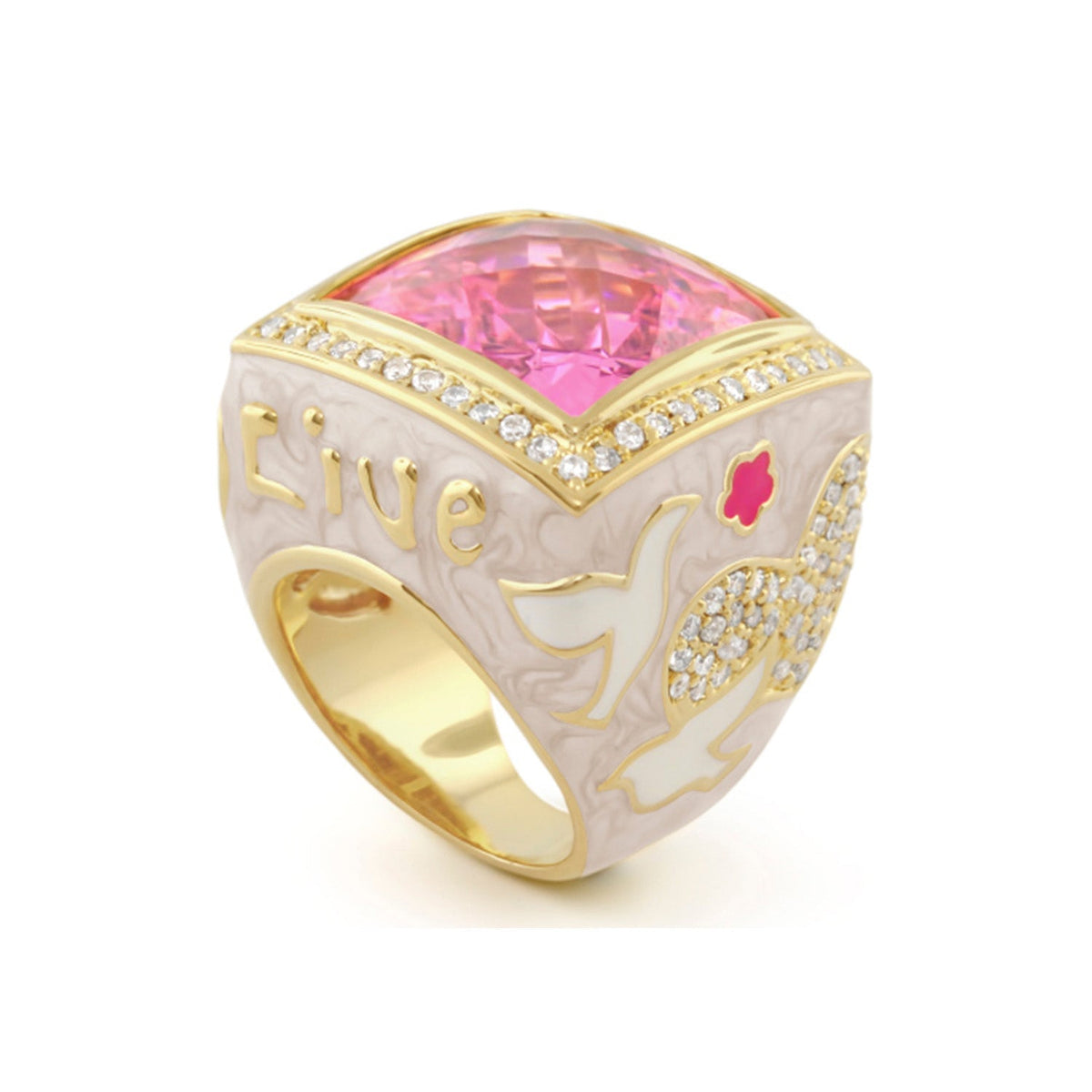 Peace and Dove Cocktail Ring