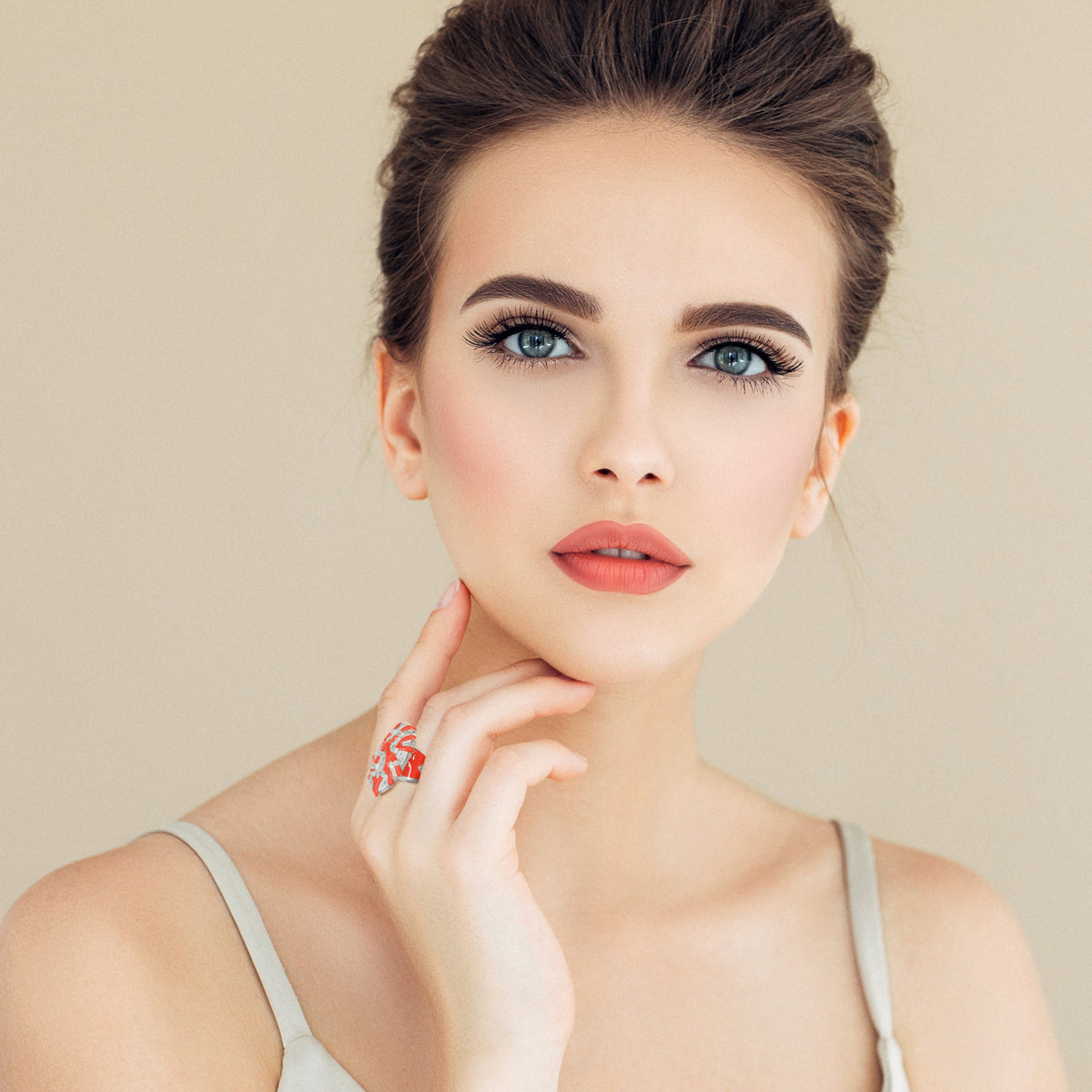 Pretty Little Things Ring — Coral Branch Pavé Dome