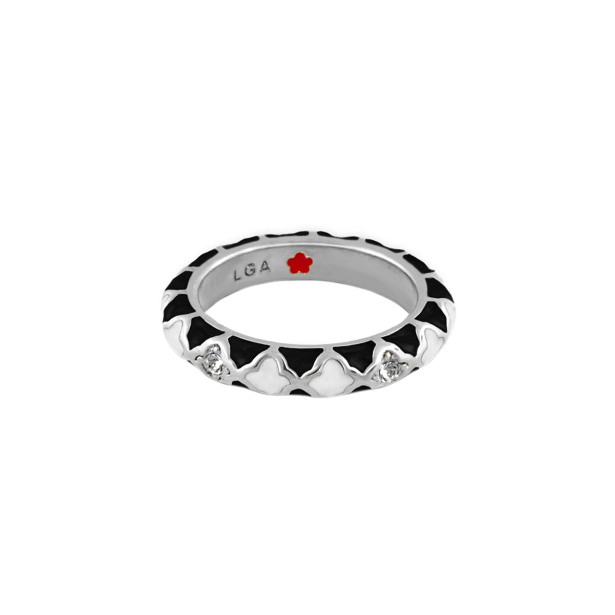 Stackable Fiesta Ring — Quatrefoil Inlay