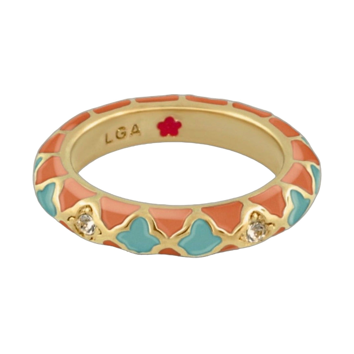Stackable Fiesta Ring — Quatrefoil Inlay