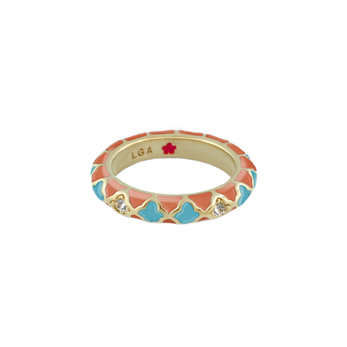Stackable Fiesta Ring — Quatrefoil Inlay
