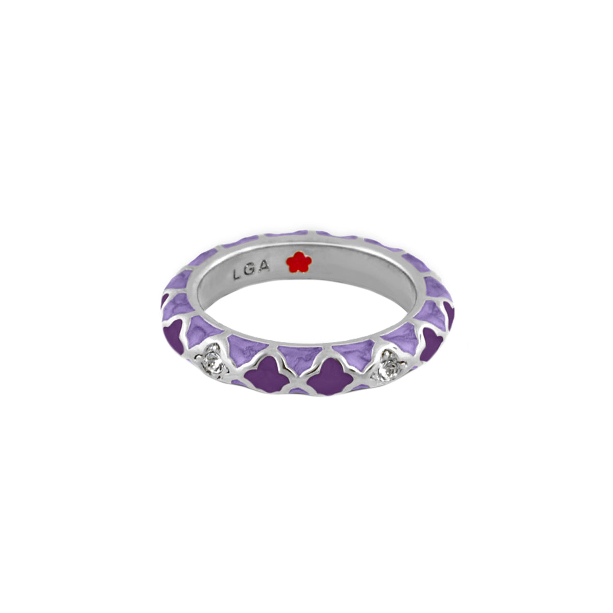 Stackable Fiesta Ring — Quatrefoil Inlay
