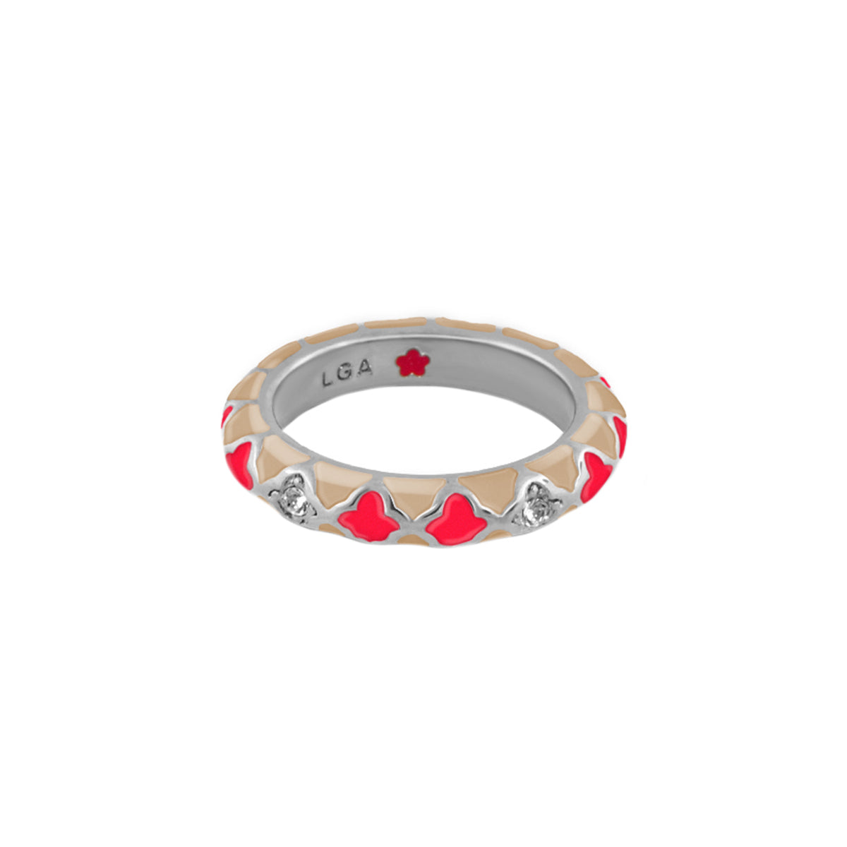 Stackable Fiesta Ring — Quatrefoil Inlay