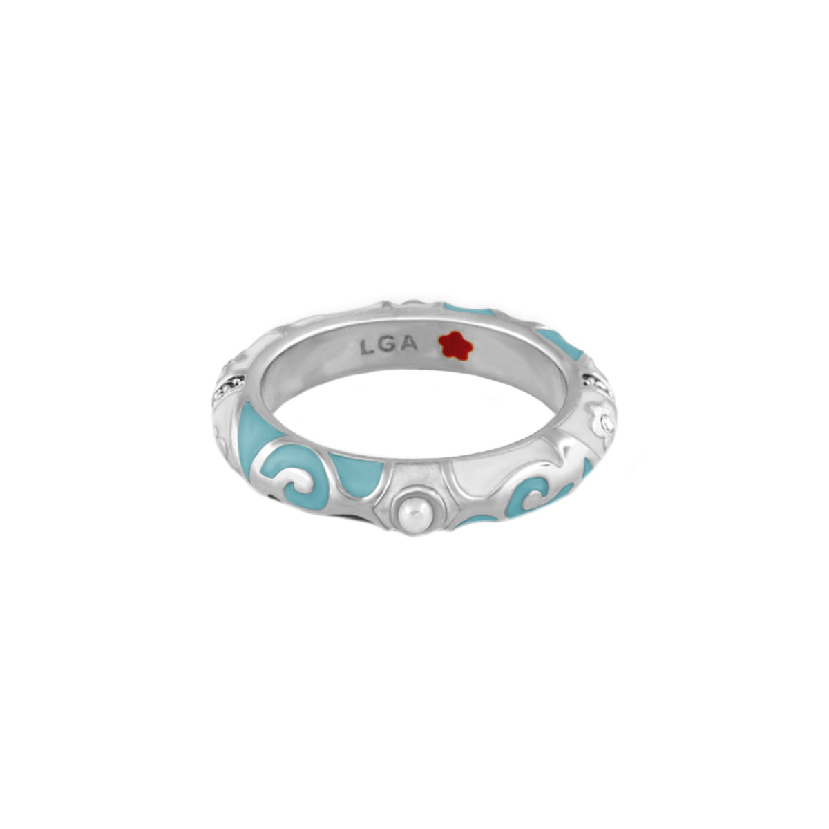 Stackable Fiesta Ring — Pearl & Swirl
