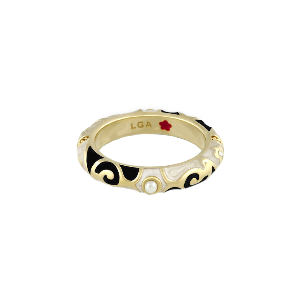 Stackable Fiesta Ring — Pearl & Swirl