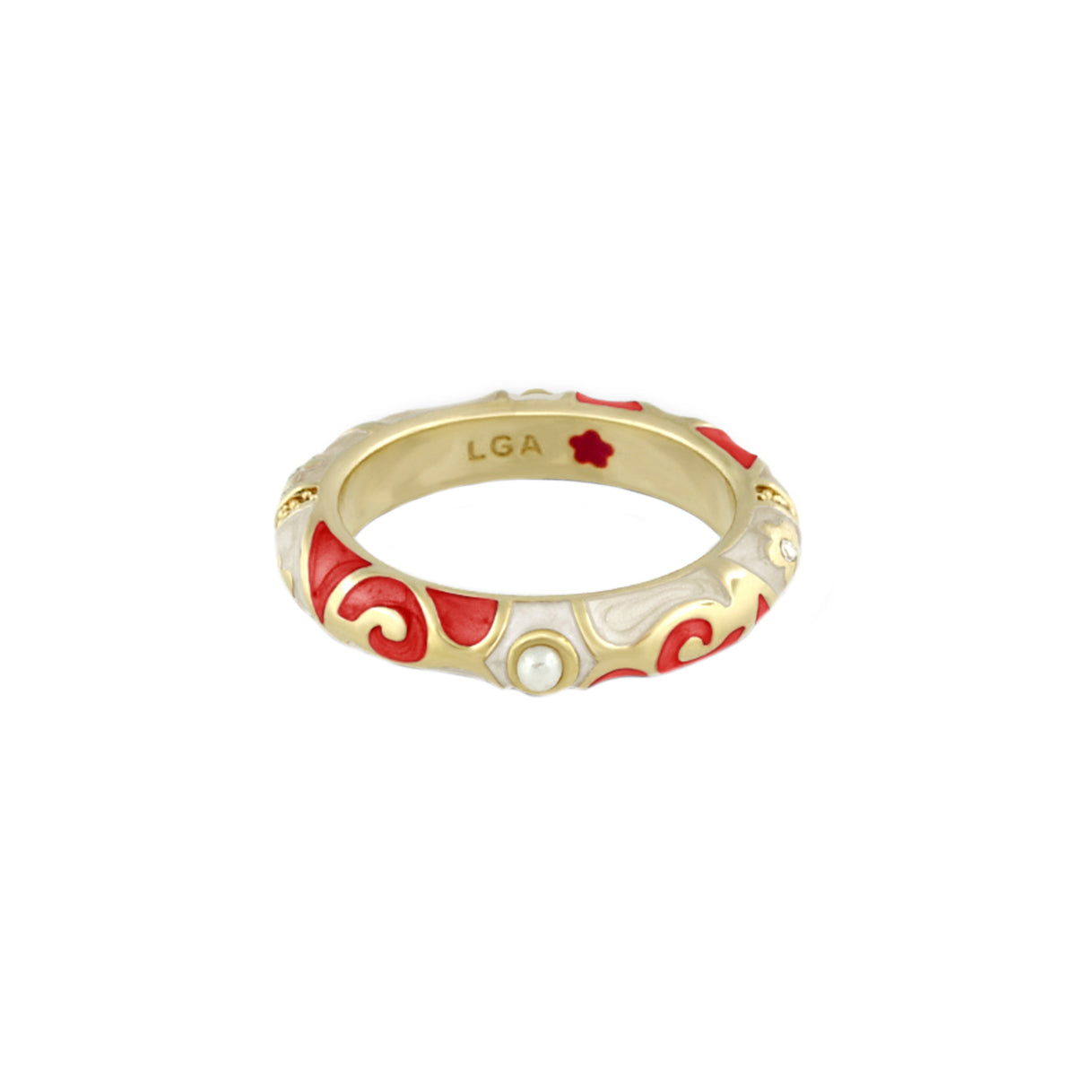 Stackable Fiesta Ring — Pearl & Swirl