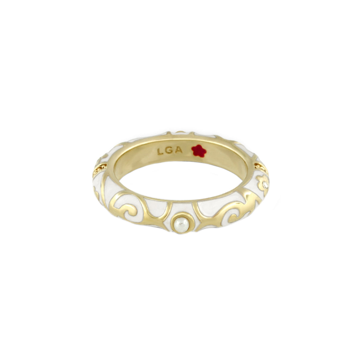 Stackable Fiesta Ring — Pearl & Swirl