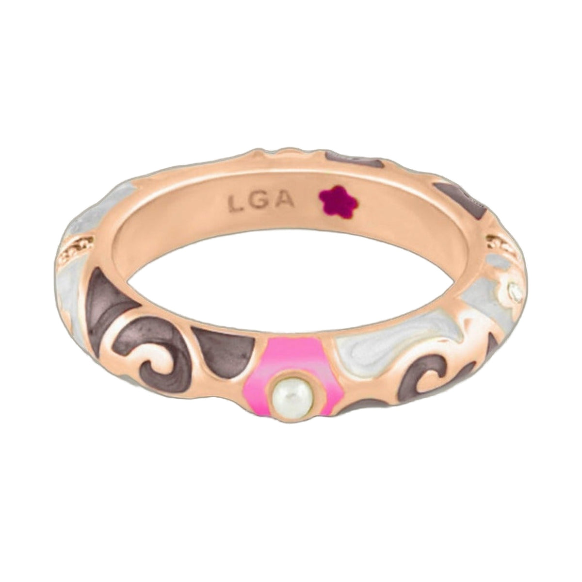 Stackable Fiesta Ring — Pearl & Swirl