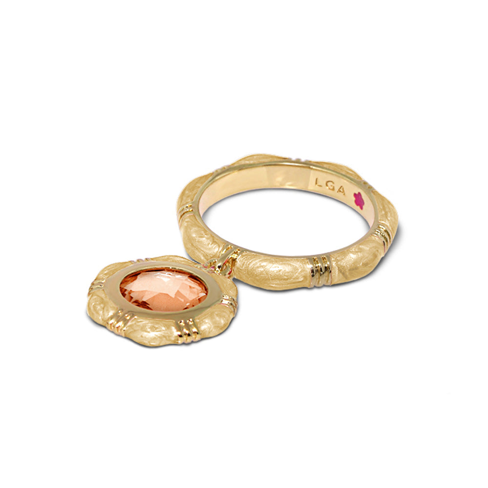 Prince Charming Ring — Round Charm Ridged Band
