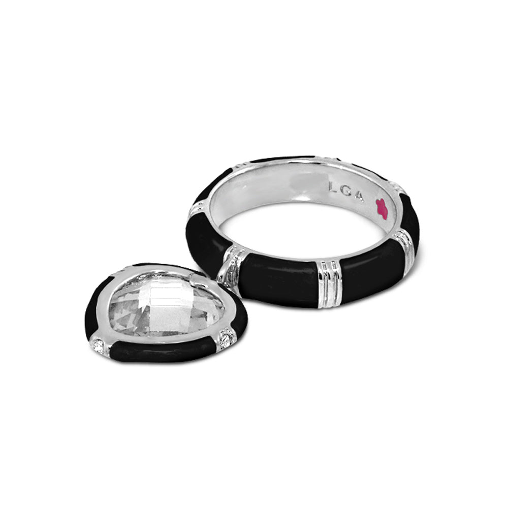 Prince Charming Ring — Heart Charm Ridged Band