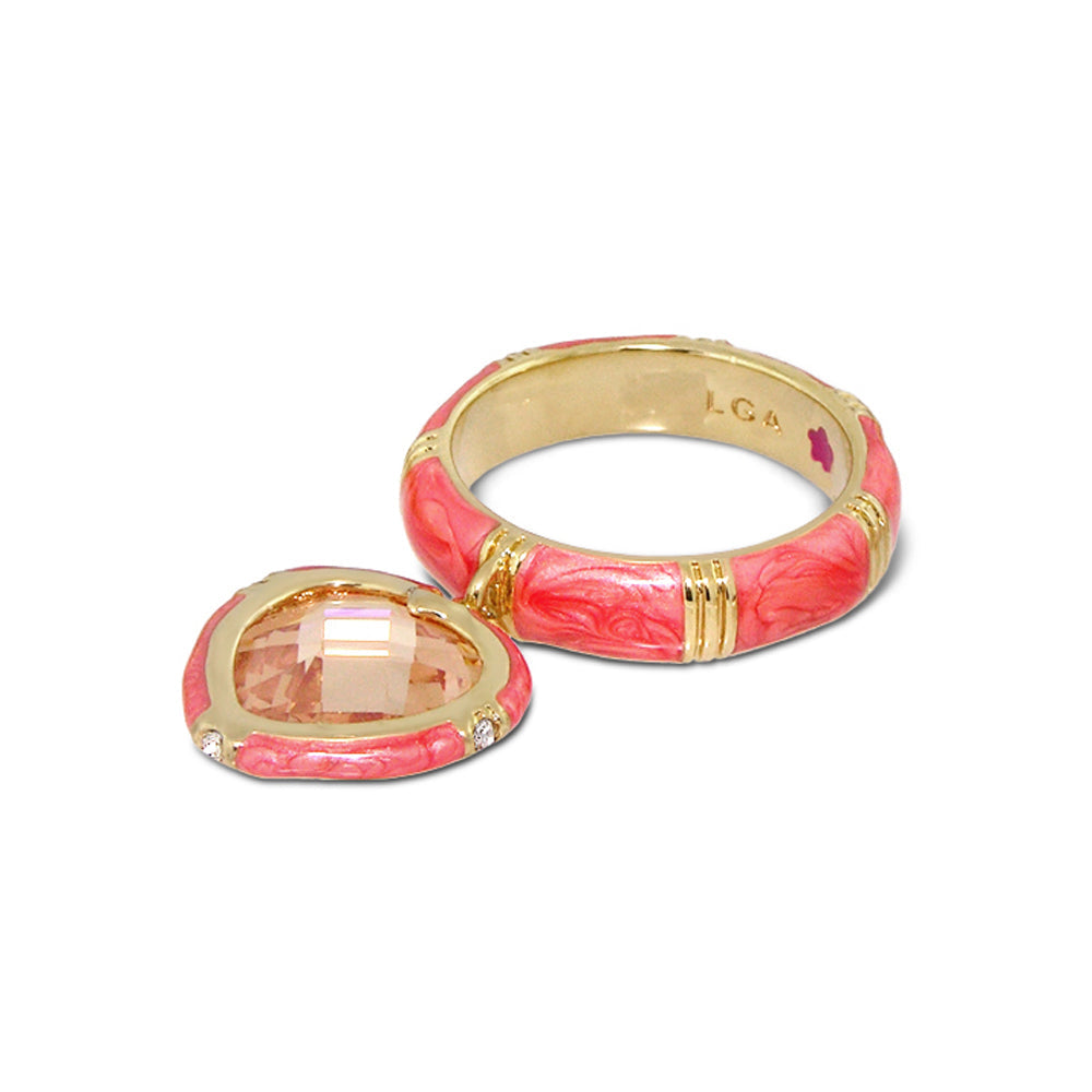 Prince Charming Ring — Heart Charm Ridged Band