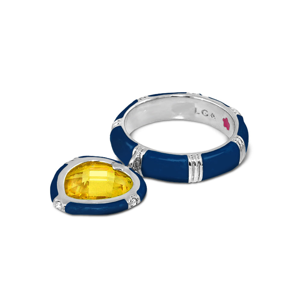 Prince Charming Ring — Heart Charm Ridged Band