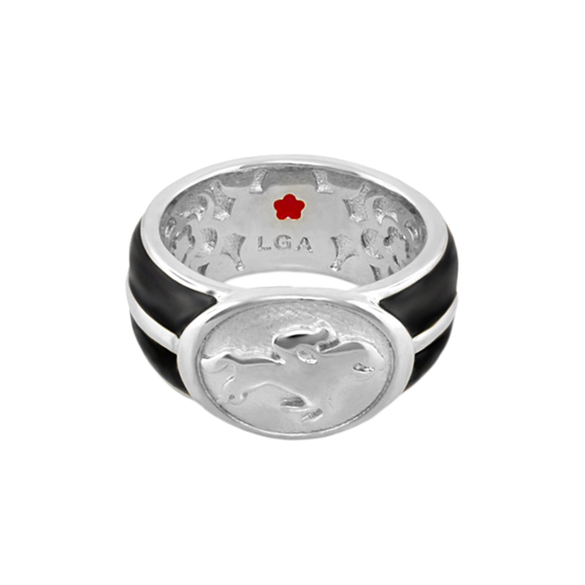 Equestrian Ring — White Jockey Medallion