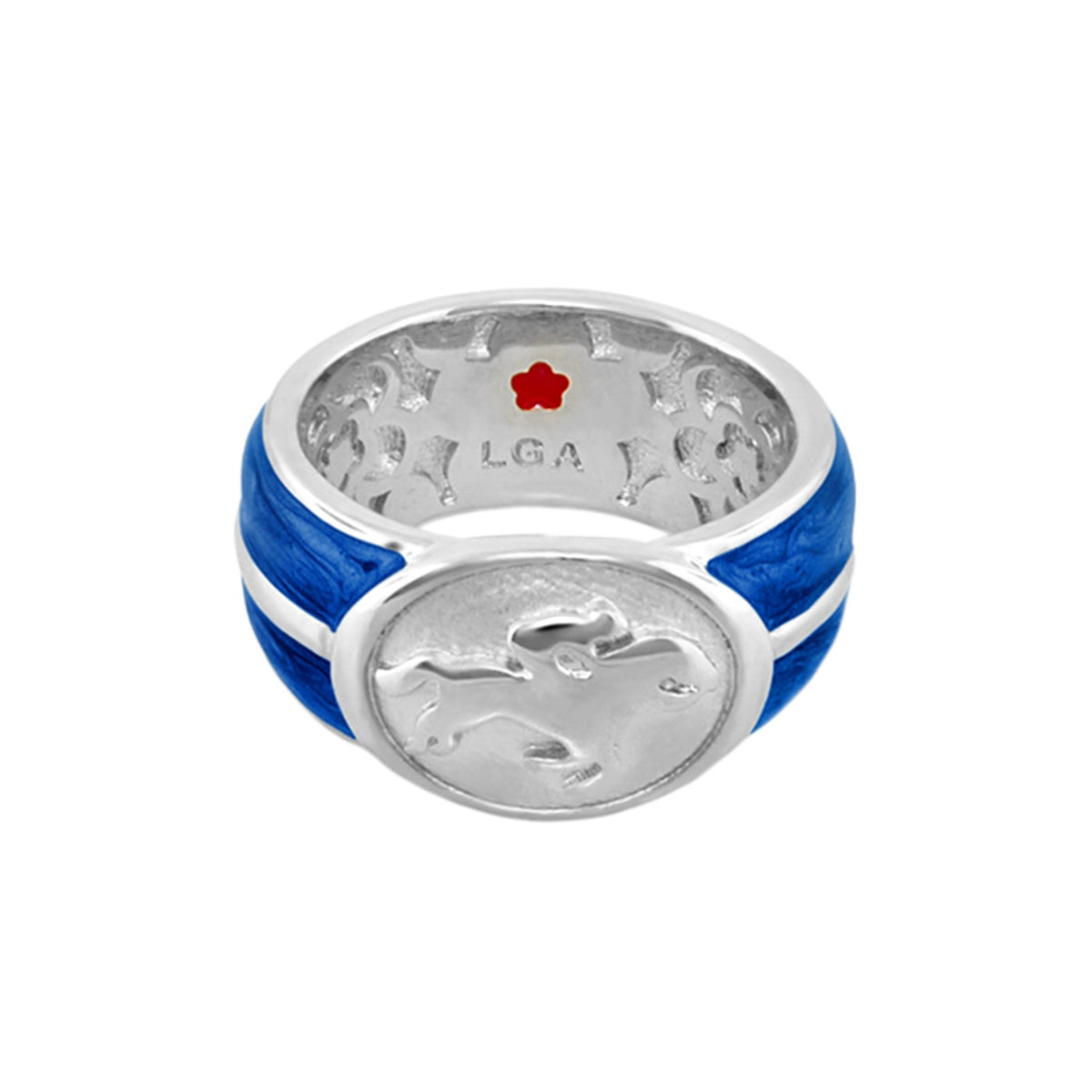 Equestrian Ring — White Jockey Medallion