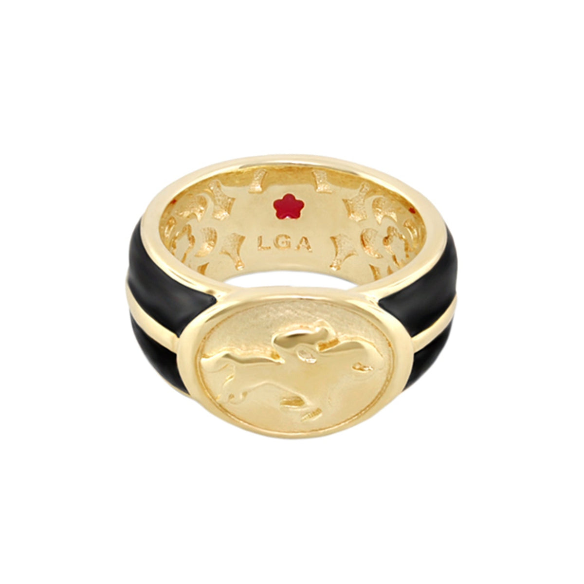 Equestrian Ring — White Jockey Medallion