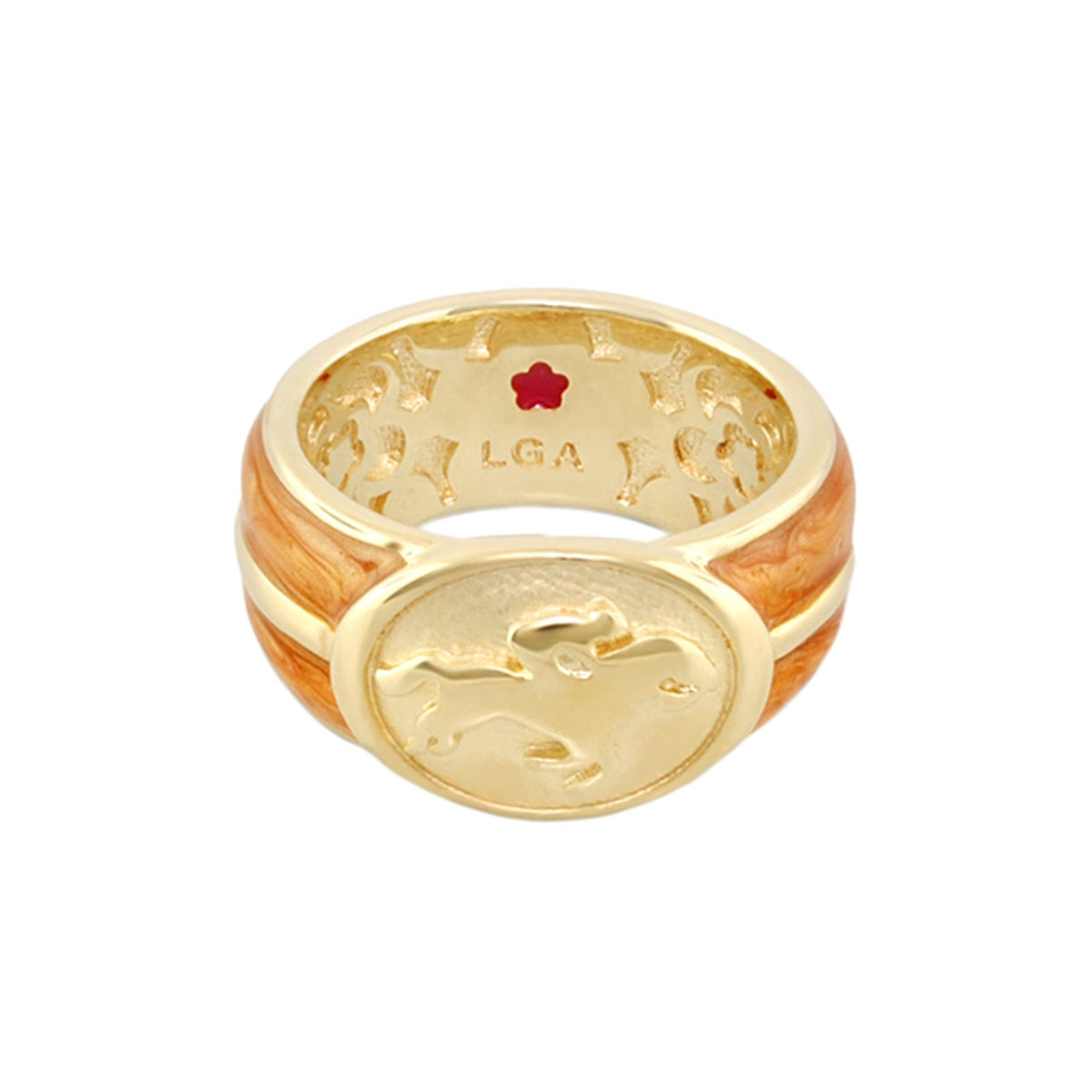 Equestrian Ring — White Jockey Medallion