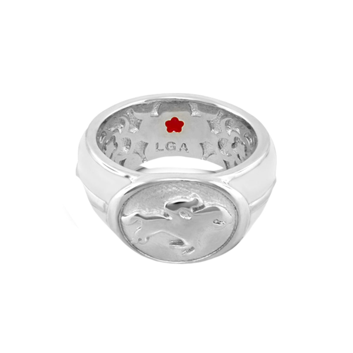 Equestrian Ring — White Jockey Medallion