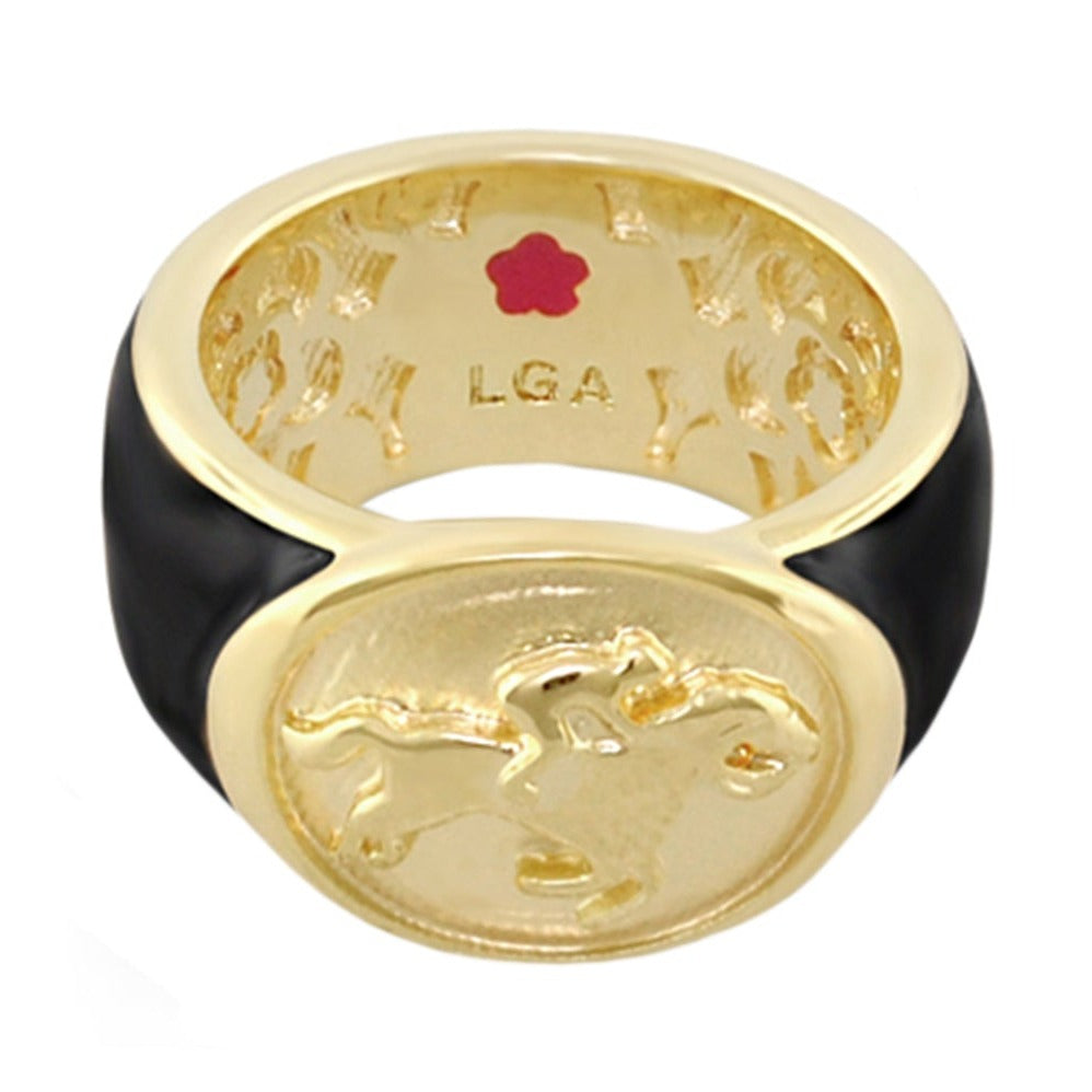 Equestrian Ring — Black Jockey Medallion
