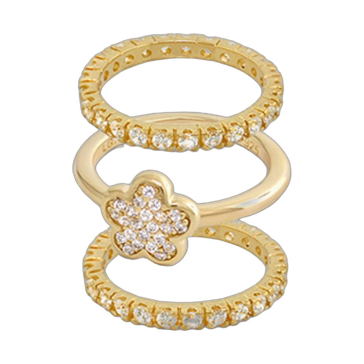 Flower Pave Ring Set of 3
