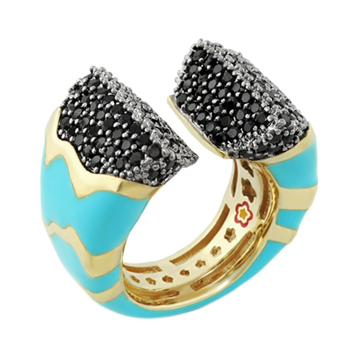 Earth Wind and Fire Ring — Wave Pavé Tips